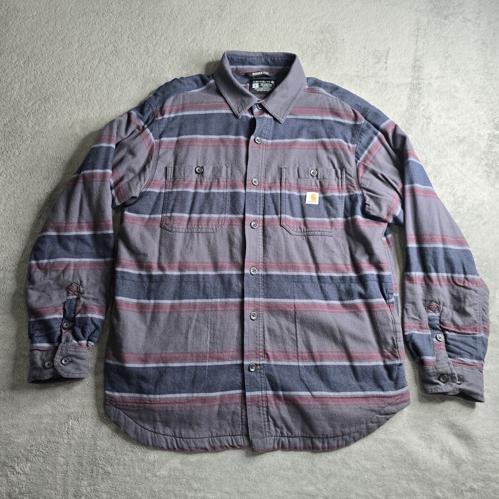 Carhartt Rugged Flex Flannel Shirt Men Large Long Sleeve Fleece Lined 104913 E39